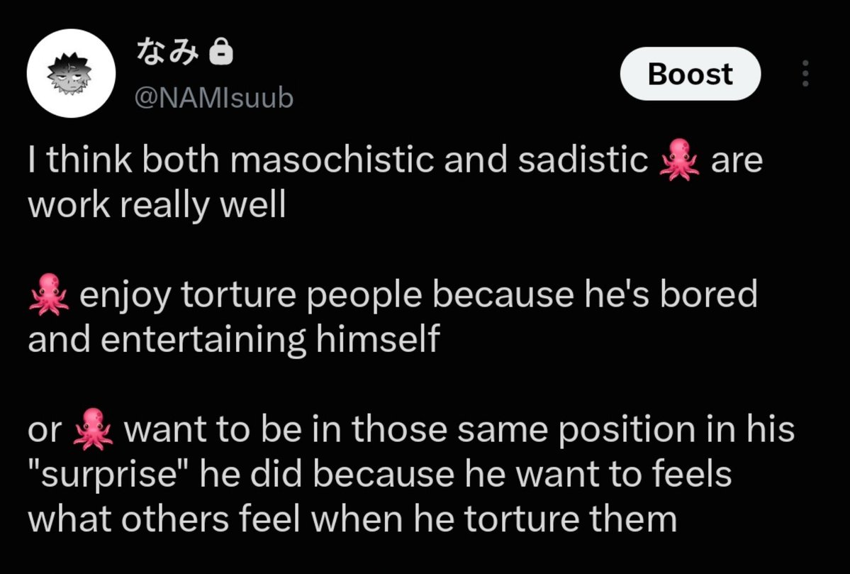 NAMI_____NA's tweet photo. @taxo_plus_ma I mostly yap private and in my sub acc bc its always came with R18 → biggest noir perv.... 🧎

but i have yandere 🐙 fic I like read in pixiv if you want some you can dm me ‼️‼️ https://t.co/7LlcORZOXn