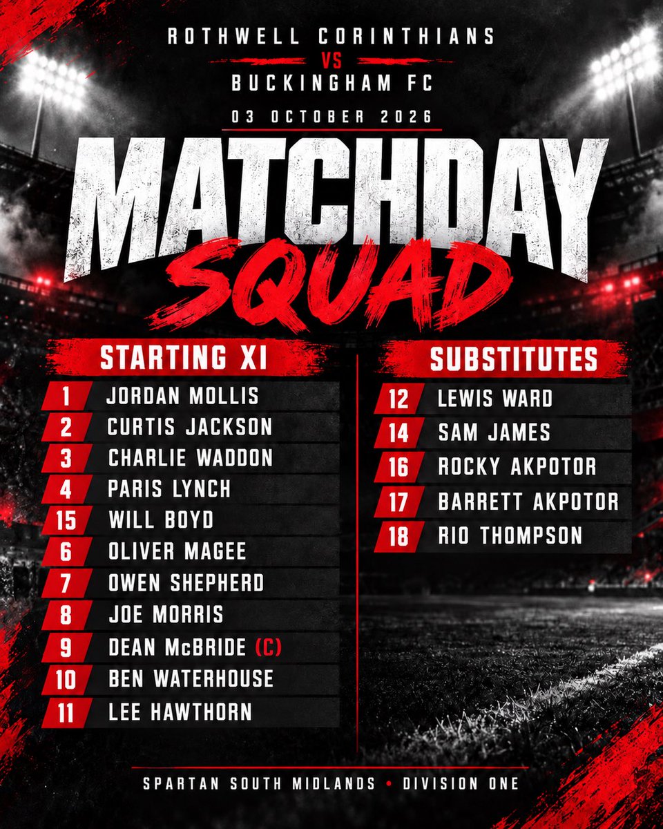 RothwellCFC's tweet photo. Today’s starting line up https://t.co/MHQH72rZrV