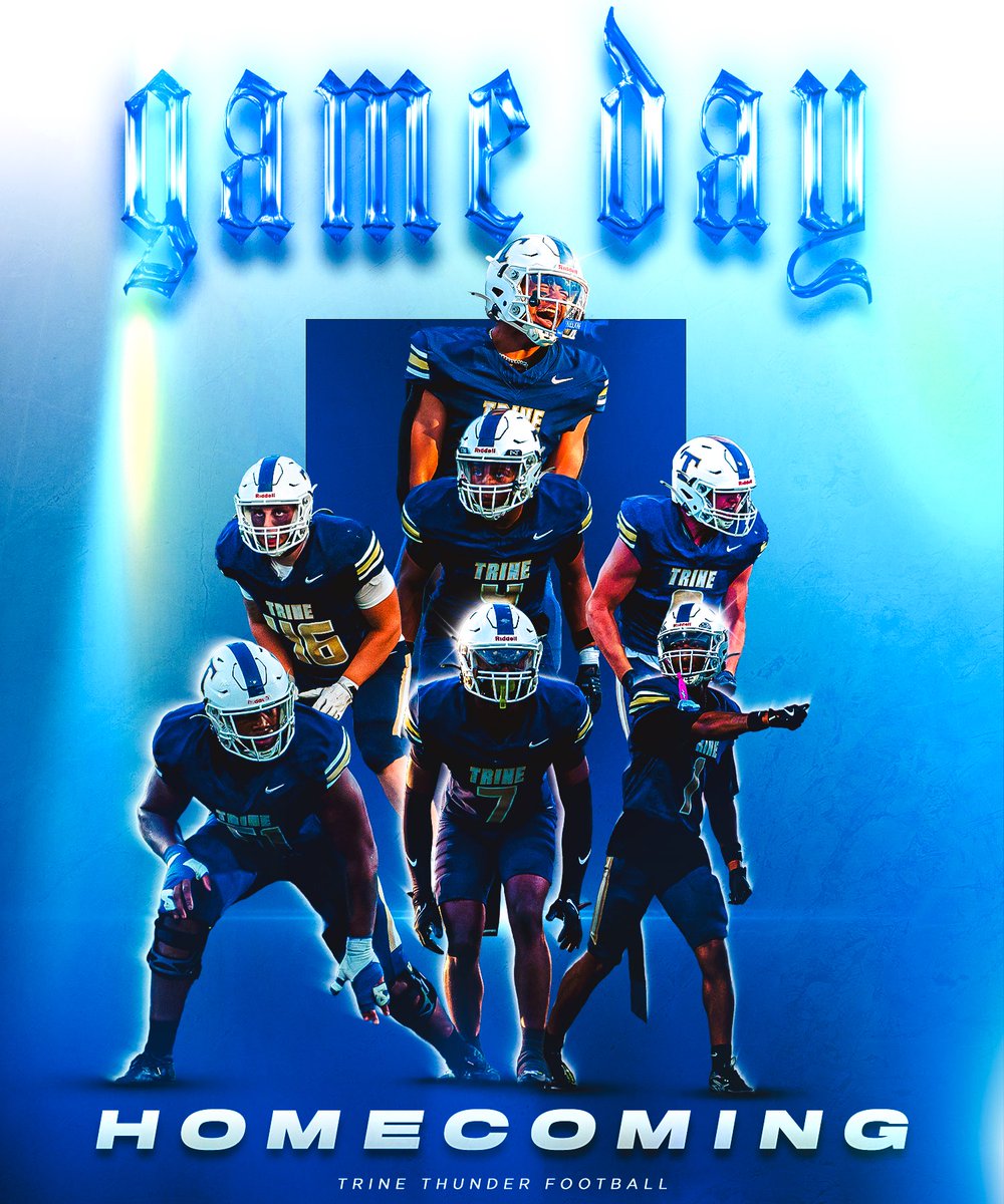 TrineThunderFB's tweet photo. Get up, it’s #Homecoming #GameDay!!

🆚 - Alma College
📍 - Zollner Stadium, Angola, IN
🕕 - 1:00 pm Kickoff
📺 - https://t.co/O896kKjtpt

#GoThunder #WeUsOurs #SHARP https://t.co/1ypQrlj5nO