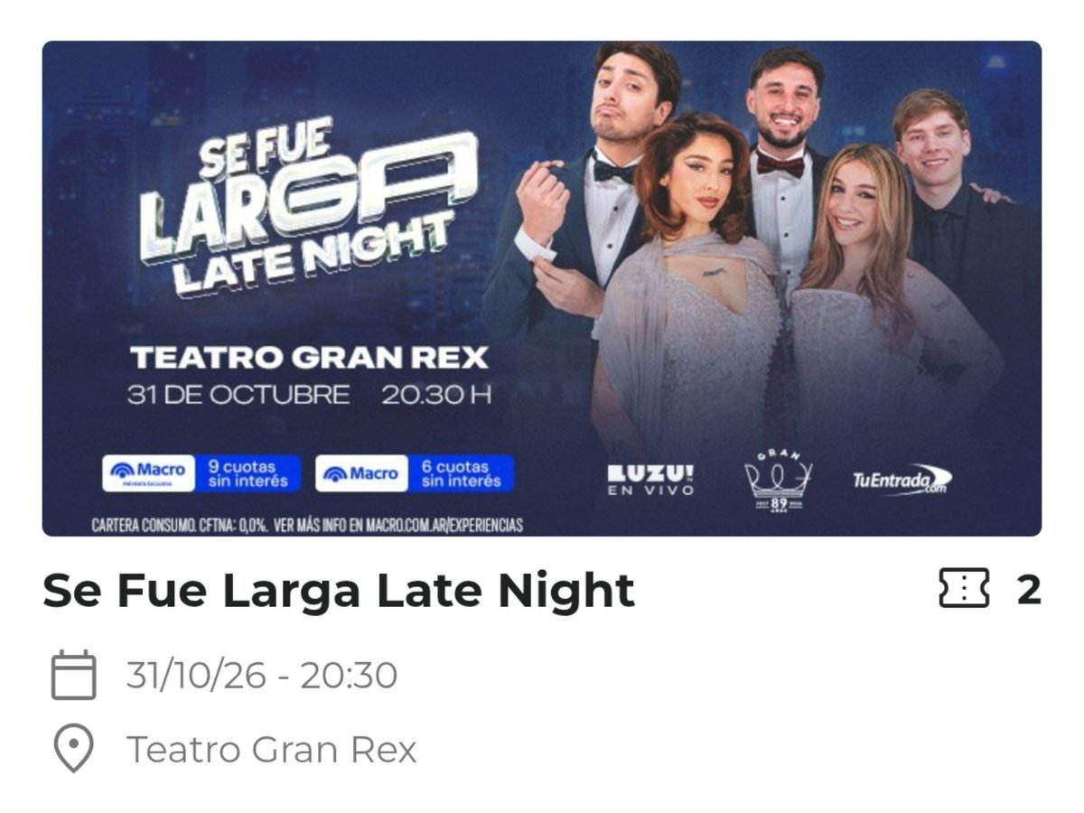 Privbito's tweet photo. Hoy es un buen día porque ya tengo las entradas 🥹 #SeFueLarga https://t.co/Lk3RPtbMN4