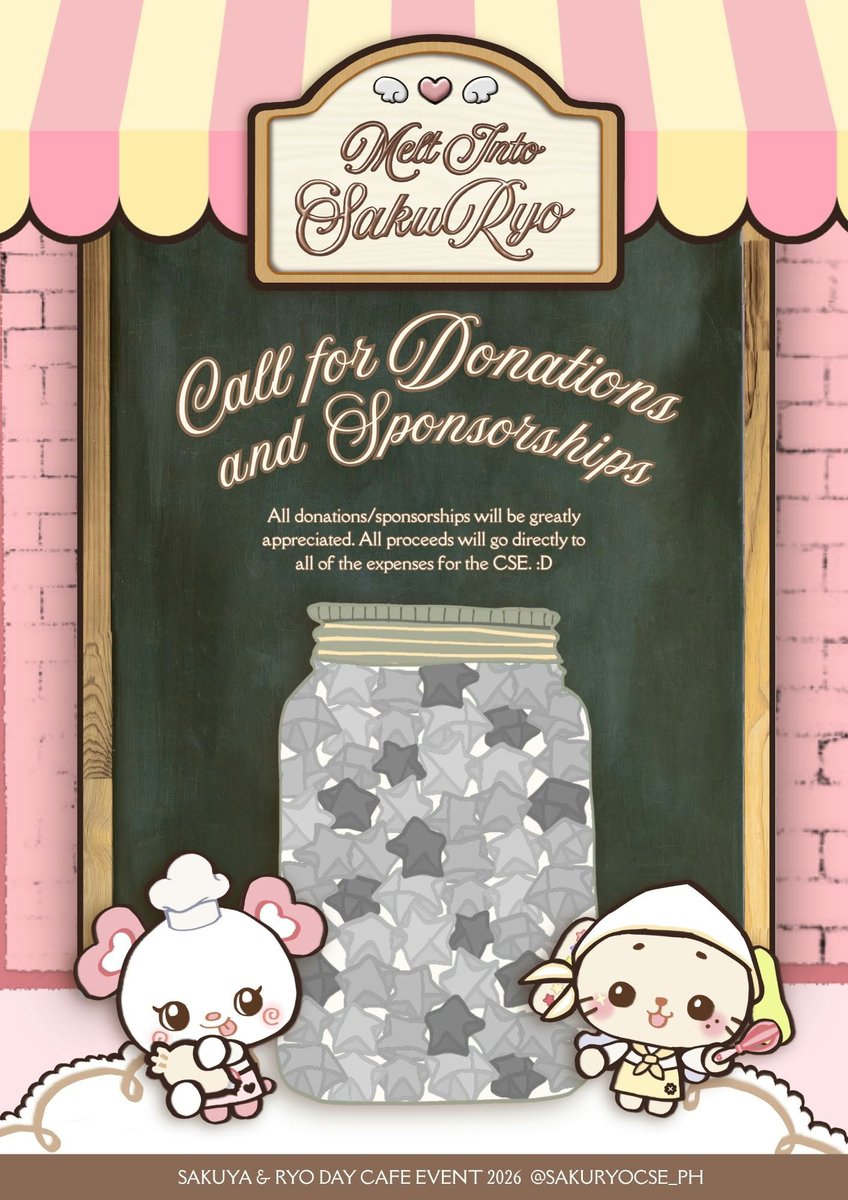 sakuryocse_ph's tweet photo. ⋆. 𐙚˚ A little extra sweetness goes a long way. ⋆｡

₊˚⊹  Donations/sponsorships are now open for anyone who wishes to support our event! Every contribution helps us bake an even more memorable celebration for all the SkRyists! .𖥔 ݁ ˖ 🥖 ⋆ ˎˊ˗

🔗: https://t.co/QB8RUcApoI https://t.co/PWiY6HlPx8