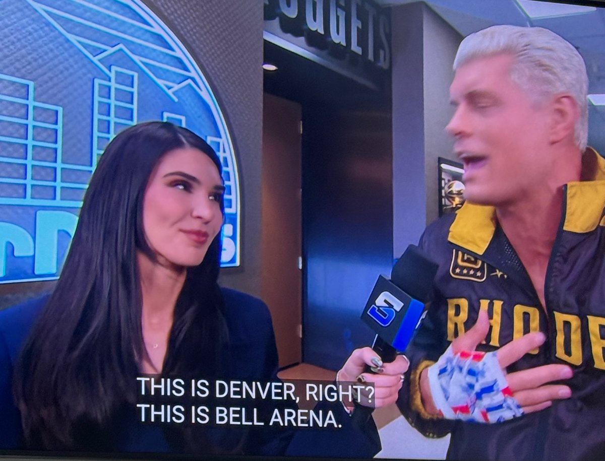 iamnotrobb's tweet photo. Hey @CodyRhodes it’s Ball Arena not Bell. Just fact checking here. @ballarenadenver #wwe https://t.co/CpUqqhvb3p