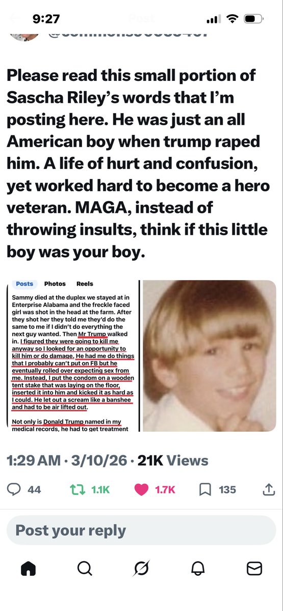SherrySarj37's tweet photo. @TheStripesGirl He Raped little boys! #SaschaRiley #Discovery https://t.co/l9etceZs2V