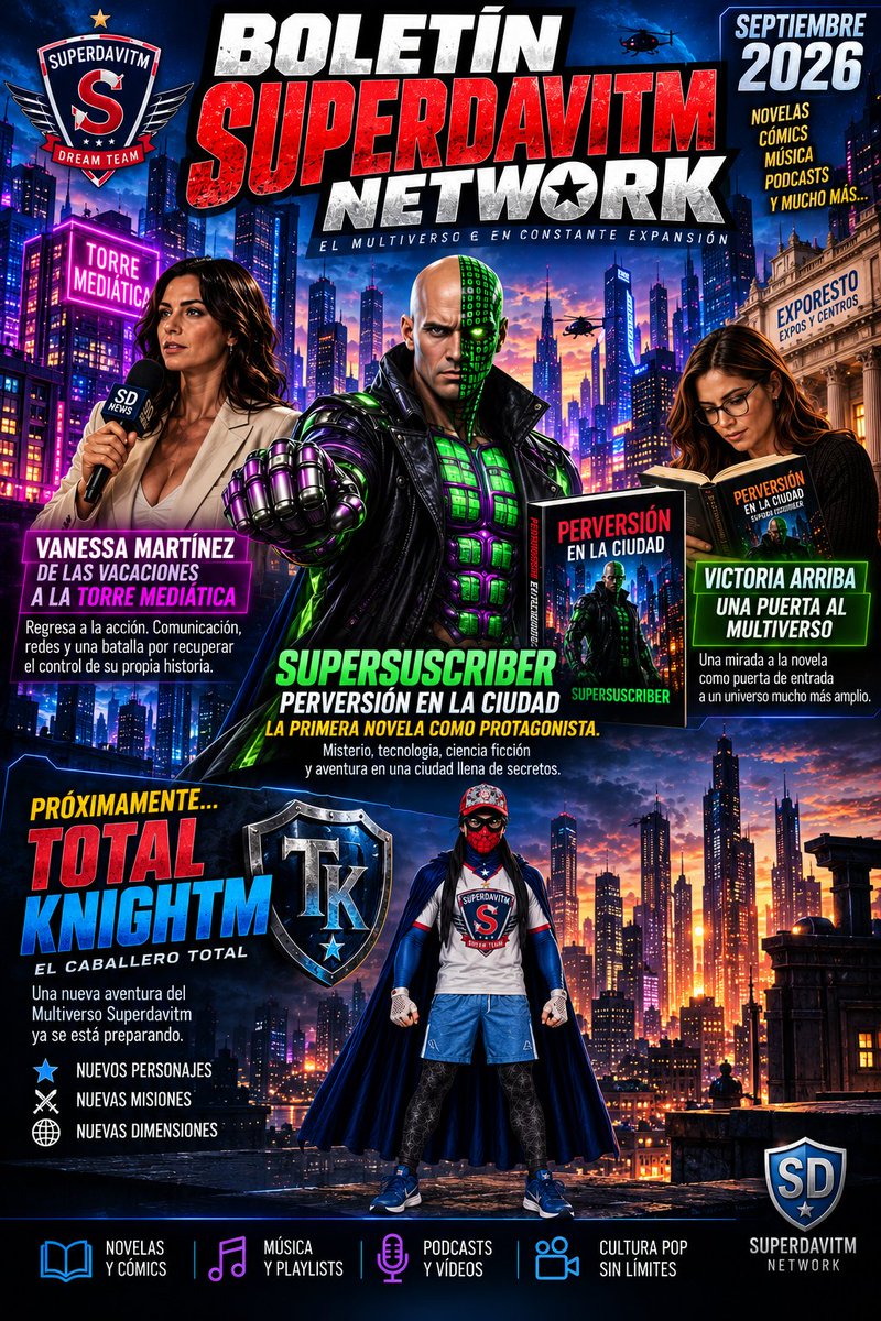 supersuscriber's tweet photo. #SUPERDAVITMNETWORK septiembre de 2026
Repasamos el recorrido del Equipo A, desde la televisión hasta los cómics y su llegada al multiverso, con #Supersuscriber como guía.  https://t.co/pqrmigNprX
  https://t.co/yvEq2Wjam4
  https://t.co/uQrg9oM8i2
¡el multiverso sigue creciendo! https://t.co/KrA8RakTbi