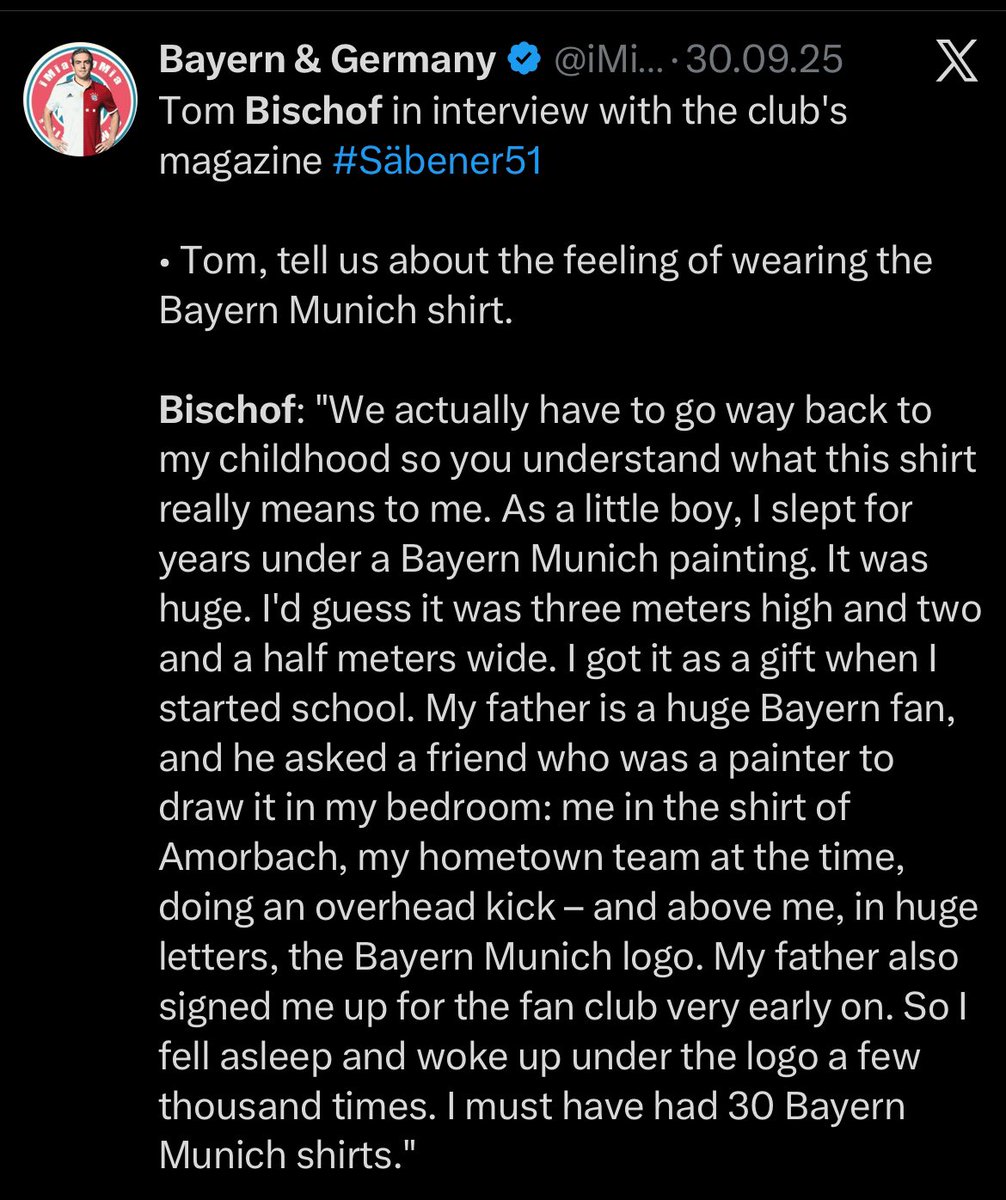 vcatalina96's tweet photo. Tom Bischof is literally a Bayern fan. Meanwhile Wirtz grew up in Brauweiler near Köln, a good 600km away from Munich. Completely different influence. https://t.co/RzcsqNHBPp