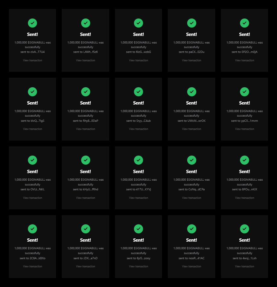 AiwithDharmik's tweet photo. Every wallet gets 1,000,000 $SIGMABULL 🪂

Like + RT pinned post 📌

Drop your Solana $Sol Address &amp; RT ♻️

First 444 wallet ⬇️ #Airdrop https://t.co/rm87sBJ6ZJ
