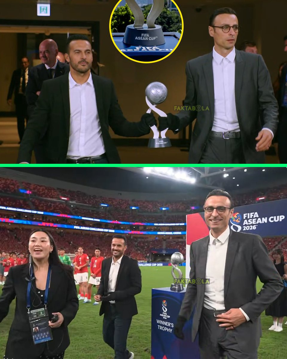 FaktaSepakbola's tweet photo. Dua mantan pesepakbola yang diberi tugas membawa trofi FIFA ASEAN Challenge Cup 2026 di Hong Kong malam ini. Masih ingat mereka?

Kira-kira untuk FIFA ASEAN Cup di Jakarta nanti bakal ada juga gak yaaa 🤔 Siapa yang cocok diberi tugas bawa trofi? https://t.co/19YBu2SQVj