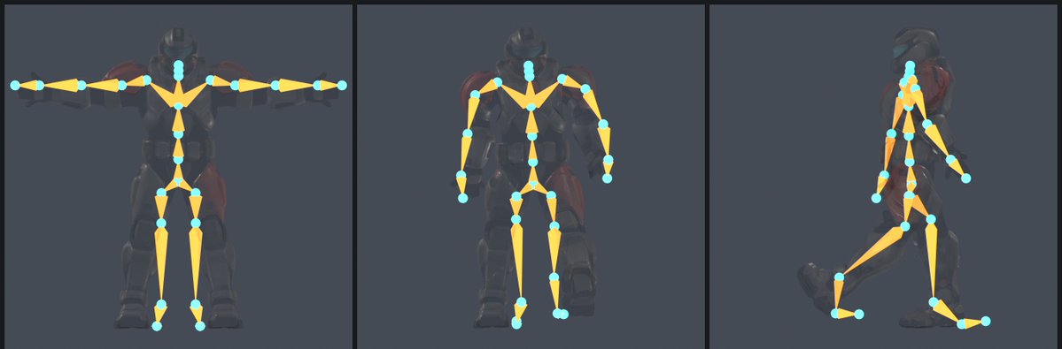 kostyabl's tweet photo. Bones drawn as real geometry inside a semi-transparent body. The only way to see where a rig landed when Blender runs headless.

#screenshotsaturday #b3d #gamedev https://t.co/e7NbekNLoI