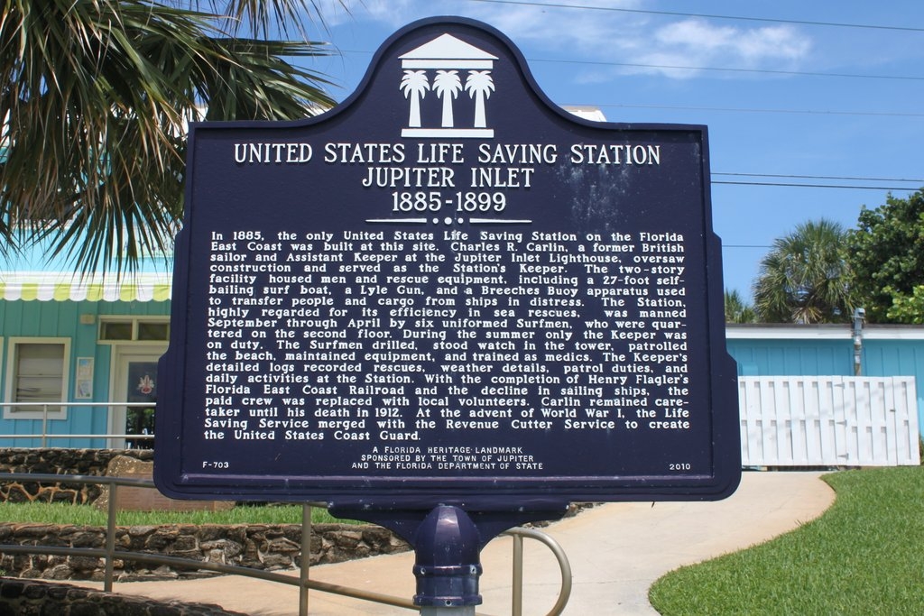 FLSecofState's tweet photo. In 1885, the only United States Life Saving Station on the Florida East Coast was built in Jupiter, Florida, to rescue shipwrecked mariners and passengers. 

Staffed from September to April, uniformed Surfmen stood watch in the tower and patrolled the beach. At the beginning of World War I, the Life Saving Service merged with the Revenue Cutter Service creating the United States Coast Guard, @USCG. 

For more information about the Jupiter Life Saving Station, visit this Division of Historical Resources webpage here: Florida Historical Marker Details - Markers https://t.co/mDFAcqMUup