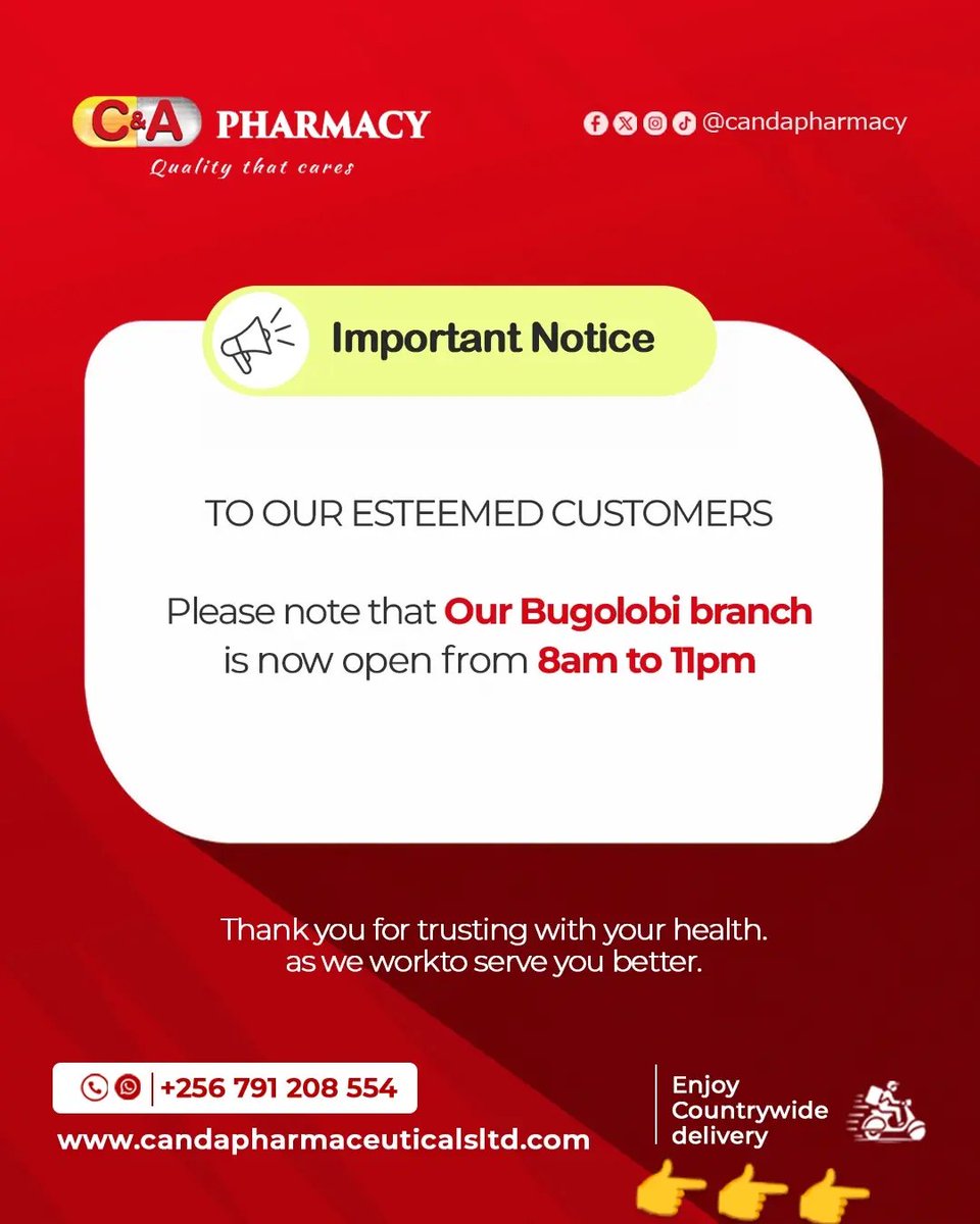 CandAPharmacy's tweet photo. #Uganda #CandAPharmacy
#QualityThatCares https://t.co/Imgb0bHegO