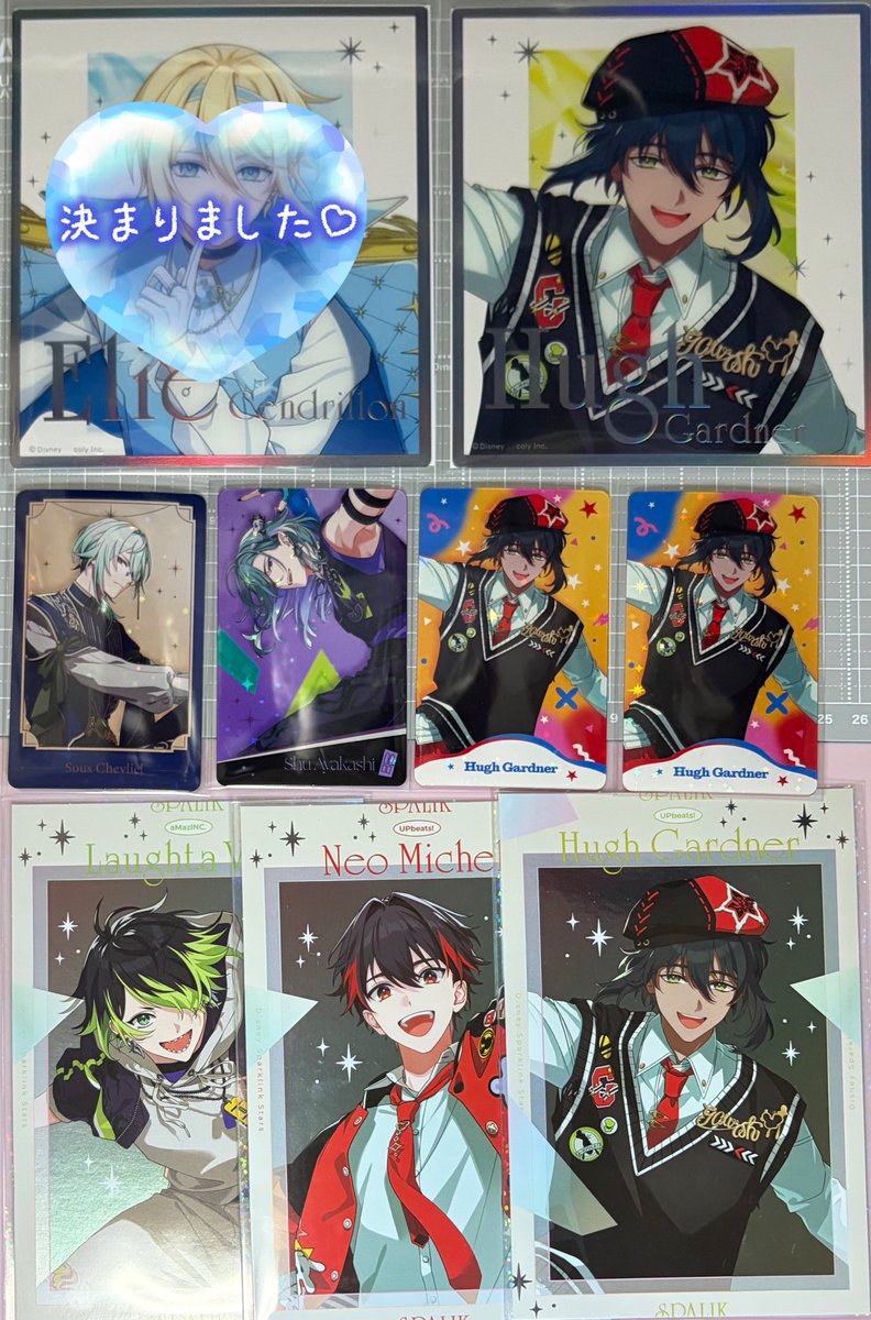 shiren_10's tweet photo. スパリク スパークリンクスターズ 交換 譲渡
【譲】特典▶︎ヒュー、シュウ、☆リゼ
プロフィールカード▶︎ネオ、ニコラ、☆リゼ、☆スー、ノア
色紙▶︎ヒュー
ホログラムカード▶︎ヒュー2、シュウ、☆スー
ポストカード▶︎ネオ、ヒュー、ラフタ

【求】同種異種どちらでも可
特典▶︎💙エリー＞アッシュ、レント
プロカ▶︎エリー
色紙▶︎💙アッシュ
ホロカ▶︎💙エリー＞レント＞アッシュ
ポスカ▶︎💙レント、💙アッシュ、💙エリー、💙Midveil
※💙を優先的に求めています
※☆以外は譲渡可
※固定ポストリプの日に池袋手渡し、郵送は2点～（色紙は1点～可）を希望