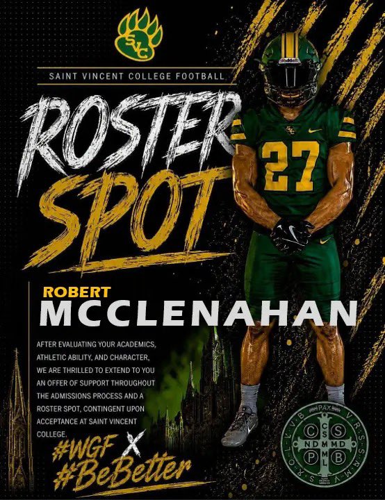 RMcC823's tweet photo. I am extremely honored to have gotten my 2nd offer from Saint Vincent on my visit this last weekend! Thank you @CoachLlamas_3 for this amazing opportunity! https://t.co/KRrXTnrVGm