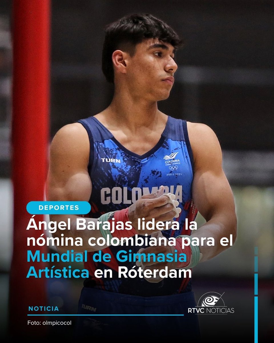 RTVCnoticias's tweet photo. #Deportes l 🤸‍♂️🇨🇴  La Selección Colombia de gimnasia artística masculina se alista para competir en la 54.ª edición del Campeonato Mundial de la disciplina, con sede en el Rotterdam Ahoy de Países Bajos. El equipo está integrado por Thomás Mejía, Yan Dairon Zabala, Camilo Vera, Jorman Álvarez y el medallista olímpico Ángel Barajas, quien llega tras una brillante temporada obteniendo múltiples oros en los Juegos Centroamericanos y Suramericanos de 2026.

El certamen otorgará a los tres mejores países por equipos la clasificación directa a los Juegos Olímpicos Los Ángeles 2028.