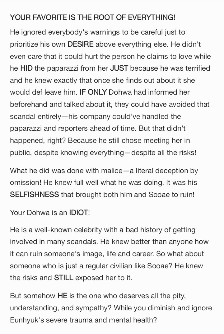luvseunhyuk's tweet photo. I am done with people acting stupid. 

I'm still overwhelmed by how Eunhyuk's POV &amp; backstory were literally shown, yet here YOU r choosing to ignore it just to make ur fave look more pitiful &amp; deserving more of sympathy—when DOHWA WAS THE ONE WHO RUINED HIS OWN LIFE AND CAREER. https://t.co/4f1dpyg4BT