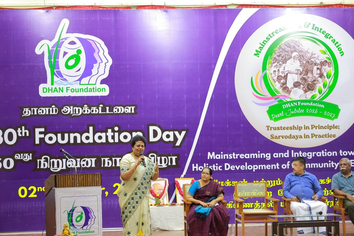 vimshine's tweet photo. A day of inspiration at the thirtieth Foundation Day of DHAN Foundation, women finding their strength,  communities building their futures, millets connecting livelihoods with sustainability and 80 young scholars graduating to become tomorrow���s change-makers.
When purpose becomes collective, change becomes a movement...
My latest blog -
https://t.co/6oP45CQnNX
#DHANFoundation #WomenEmpowerment #CommunityDevelopment #Leadership
