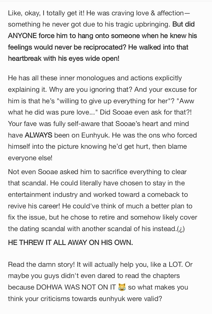 luvseunhyuk's tweet photo. I am done with people acting stupid. 

I'm still overwhelmed by how Eunhyuk's POV &amp; backstory were literally shown, yet here YOU r choosing to ignore it just to make ur fave look more pitiful &amp; deserving more of sympathy—when DOHWA WAS THE ONE WHO RUINED HIS OWN LIFE AND CAREER. https://t.co/4f1dpyg4BT