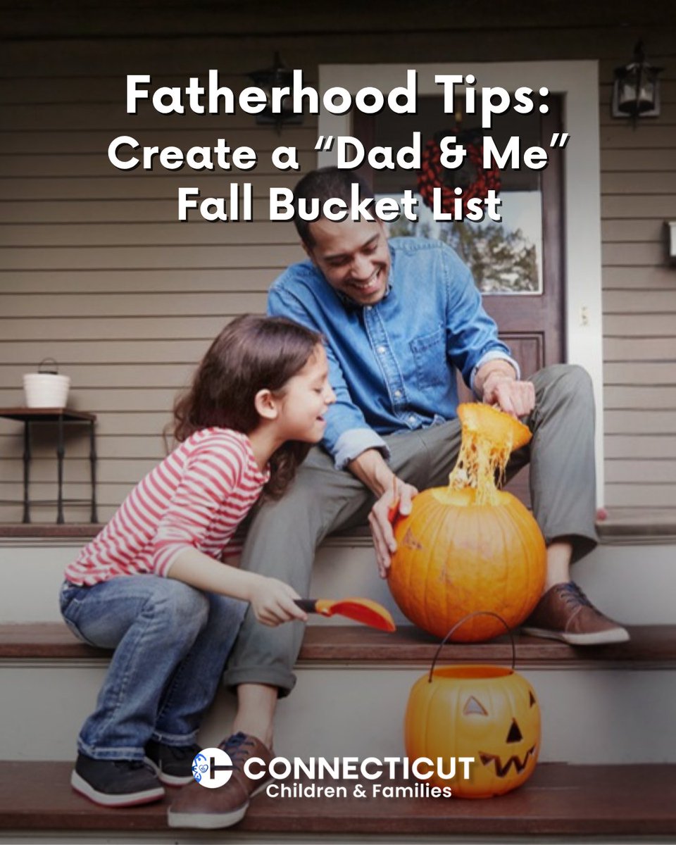 CTDCF's tweet photo. 💡#FatherhoodTips💡 
Create a “Dad &amp; Me” Fall Bucket List
Sit down together &amp; choose 5 things you want to do before winter—attend a football game, make hot chocolate, visit a farm, take fall pictures, or try something neither of you has done before!

#ConnecticutFamilies #CTDCF https://t.co/AkHjaDudVv