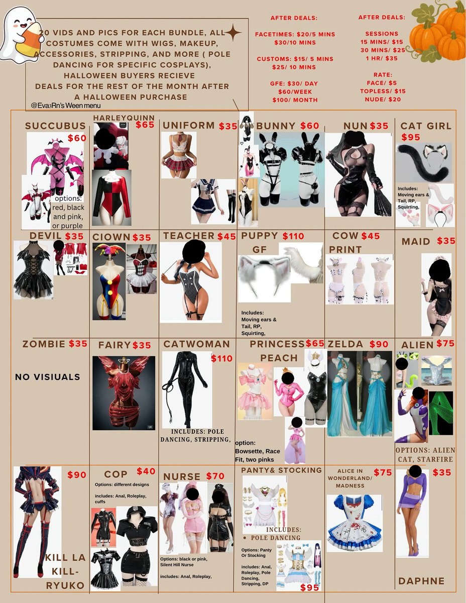 EVA3rn's tweet photo. Menus !!!! HALLOWEEN DEALS ALL MONTH HMU!!! #sellingcontent #buyingcontent #nsfw https://t.co/SwFZUcY2nm