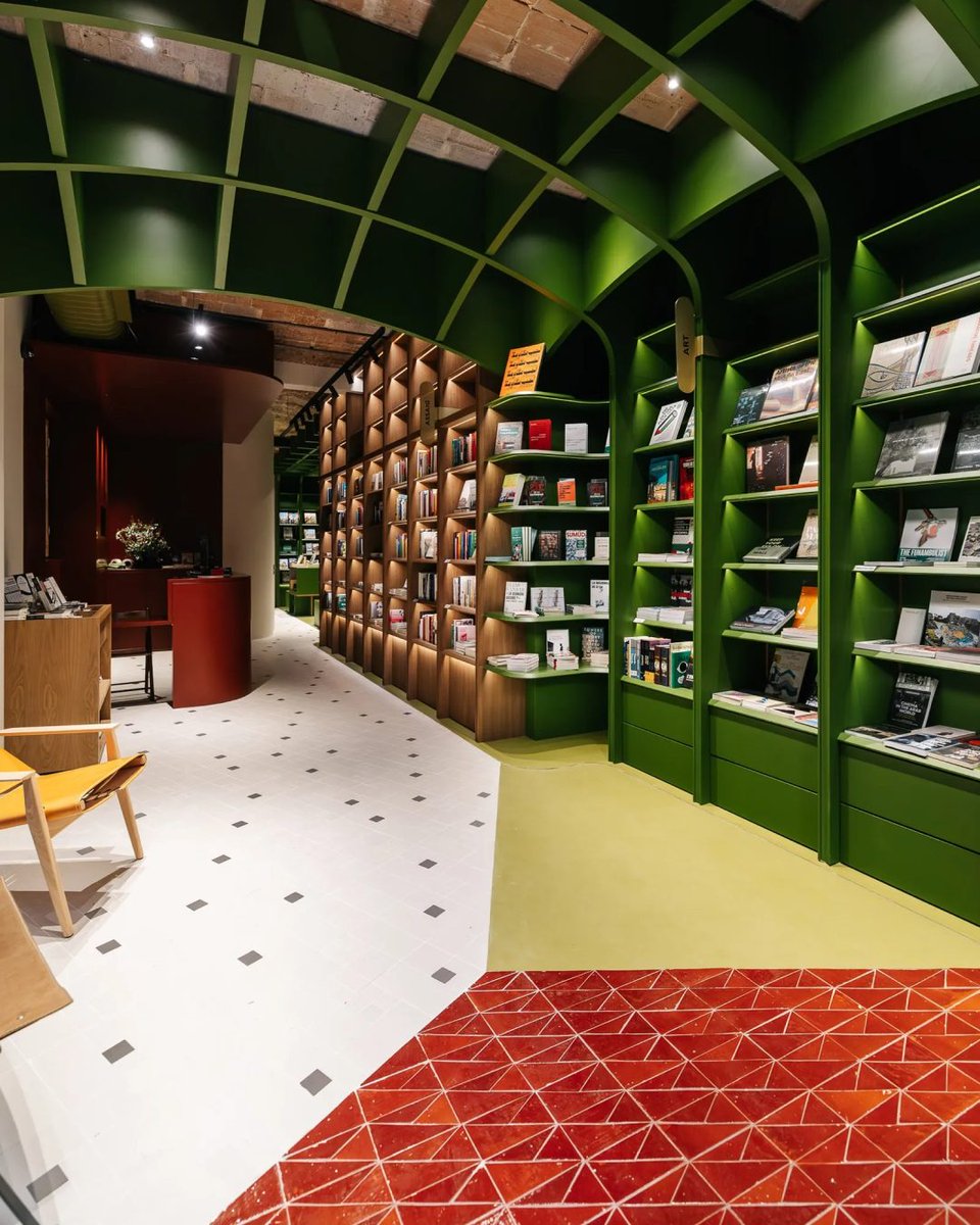 interiorsuckerr's tweet photo. Barcelona’s only Palestinian bookshop, designed by Palestinian-Spanish architect Malek Murad https://t.co/BFhv3FNF2A