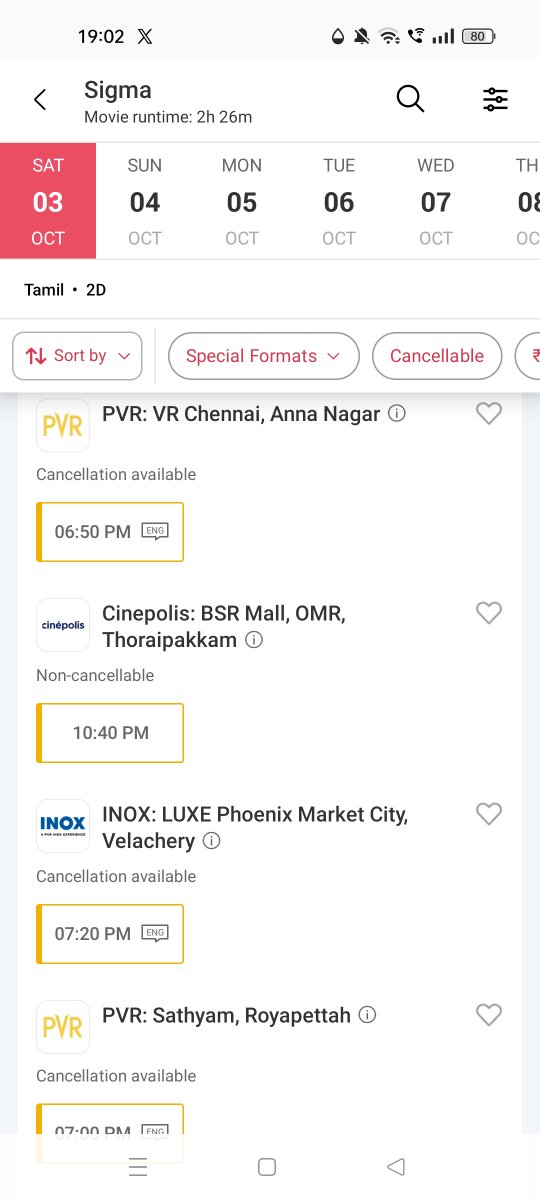TMManiac's tweet photo. #Sigma Night Shows are Fast Filling in Chennai https://t.co/74vdR2S987