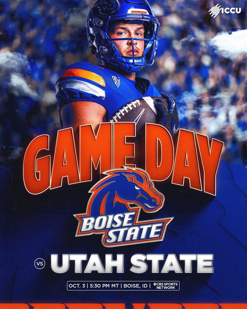 BroncoSportsFB's tweet photo. Pac-12 play on The Blue begins 🔵

📍 The Blue
⏰ 5:30 PM MT 
📺 CBS Sports Network 
🎧 https://t.co/MHr4GubiSu
📈 https://t.co/6vsz7zs17L

#BleedBlue | #BuiltDifferent | @Idaho_Central https://t.co/0IwBNy80Ci