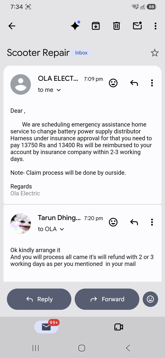 dhingratarun27's tweet photo. Please verify it's from Ghaziabad center and confirm it's genuine other make complaint in cyber crime i also share mail from that I get 
@OlaElectric https://t.co/Bfabz8YqXC