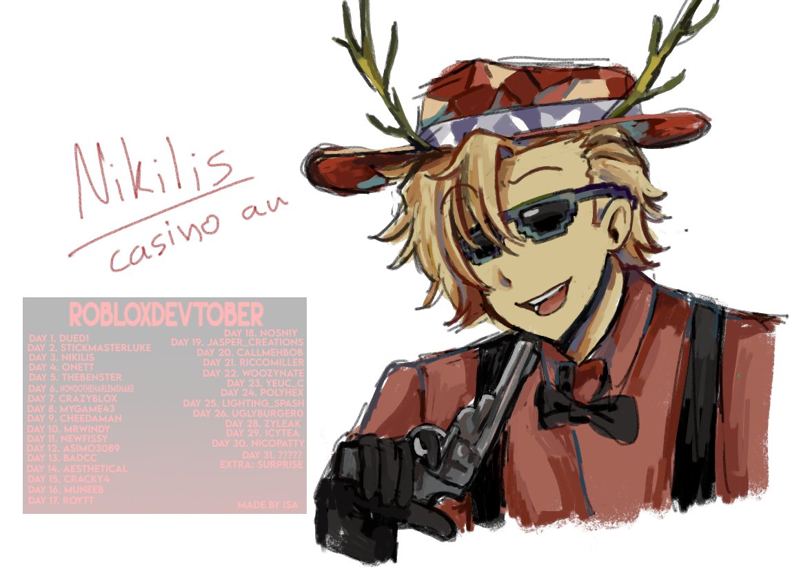 wdokowo's tweet photo. day 3 : Nikilis #robloxdevtwt
"How about we bet our money to this russian roulette?" https://t.co/Q4MEe5cF6n