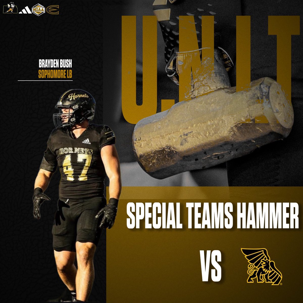 esuhornetsfb's tweet photo. Hammers for Game 5🐝🔨

🔘 Offense - Cam Crooks

🔘 Defense - Tre Stevenson

🔘 Special Teams- Brayden Bush

#StingersUp🐝 | #FOE🐝🧱 | #UNIT https://t.co/1MU7cWiLx5