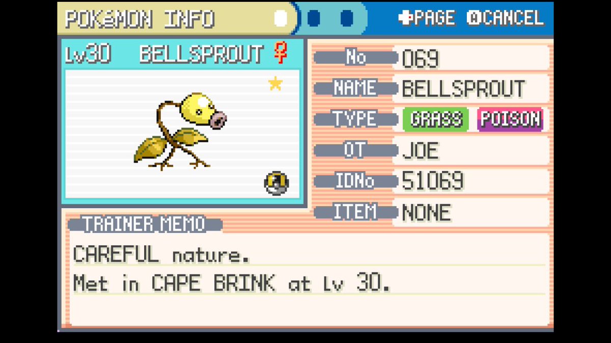 CaptUnova's tweet photo. I was in the middle of looking for a Weepinbell on Cape Brink for my #LivingDex in #PokemonFRLG and found my first #ShinyPokemon!
#Bellsprout #マダツボミ
#Weepinbell #ウツドン
#Victreebel #ウツボット
✨✨✨ https://t.co/YwlT0Ecu7a