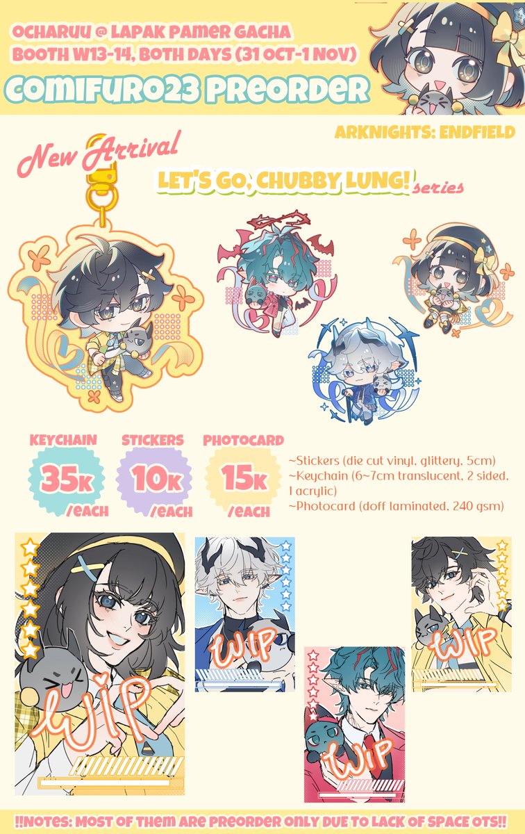 ocharuu_'s tweet photo. 🔃 &amp;🩷are appreciated
My #comifuro23 pre-order (pick up, mail order) is open^^

🌟Giveaway khusus INA (up to 100k)
1. RT &amp; like
2. Comment your wishlist &amp; tag a friend

🗓3-7 Oktober 2026
🌸PGR, Endfield, WuWa
🌸LPG W13-14 (Both Days)

Form: https://t.co/HjtxBzsBK8 https://t.co/aAzGFvuZCp