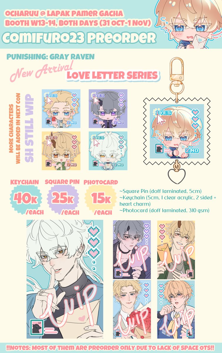 ocharuu_'s tweet photo. 🔃 &amp;🩷are appreciated
My #comifuro23 pre-order (pick up, mail order) is open^^

🌟Giveaway khusus INA (up to 100k)
1. RT &amp; like
2. Comment your wishlist &amp; tag a friend

🗓3-7 Oktober 2026
🌸PGR, Endfield, WuWa
🌸LPG W13-14 (Both Days)

Form: https://t.co/HjtxBzsBK8 https://t.co/aAzGFvuZCp