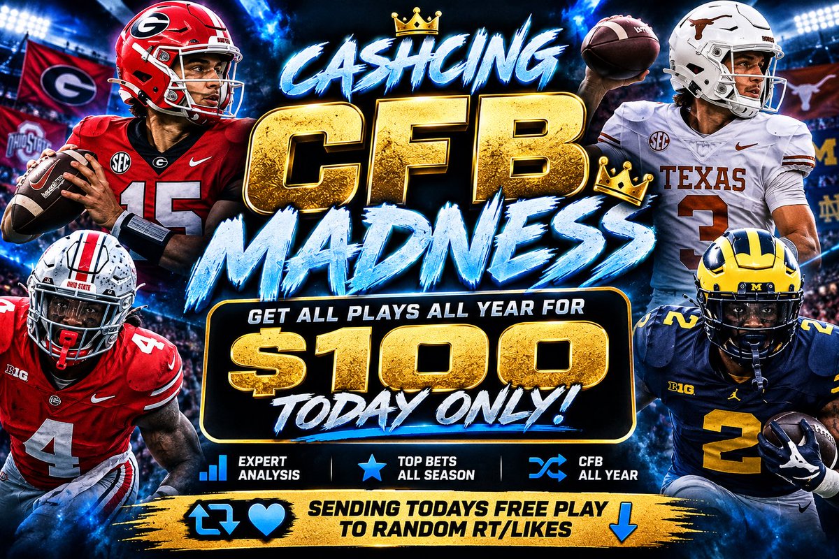 CashCing's tweet photo. RT/LIKE FOR TODAYS FREE PLAY ✅

11-4 CFB Free Play🔥 

Entire CFB/NFL/CBB Season for $100:
https://t.co/8bz4Nsf1IR

The best time to join is NOW. Once CBB comes the prices goes up that’s what made me. https://t.co/c0rJmdYH0E