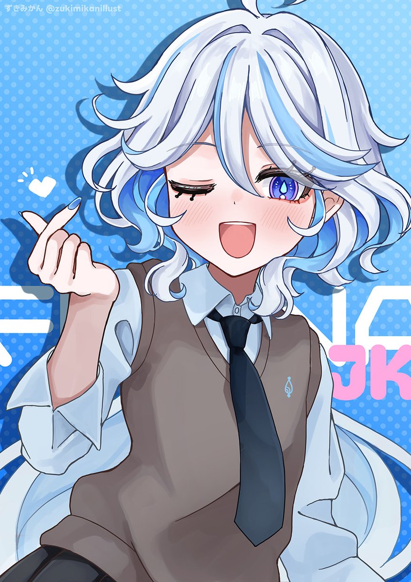 zukimikanillust's tweet photo. JKフリーナを描いてみたくて… #Furina #原神 https://t.co/S0VTYSx2w9