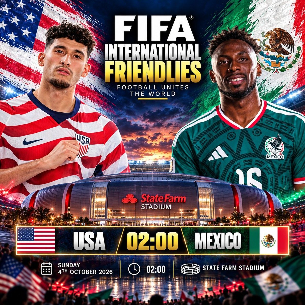 FTextraTime's tweet photo. USA–Mexico in Arizona. First real rivalry night for Pochettino’s new group.
#USMNT #ElTri #StateFarmStadium https://t.co/WeWrKCi2dt
