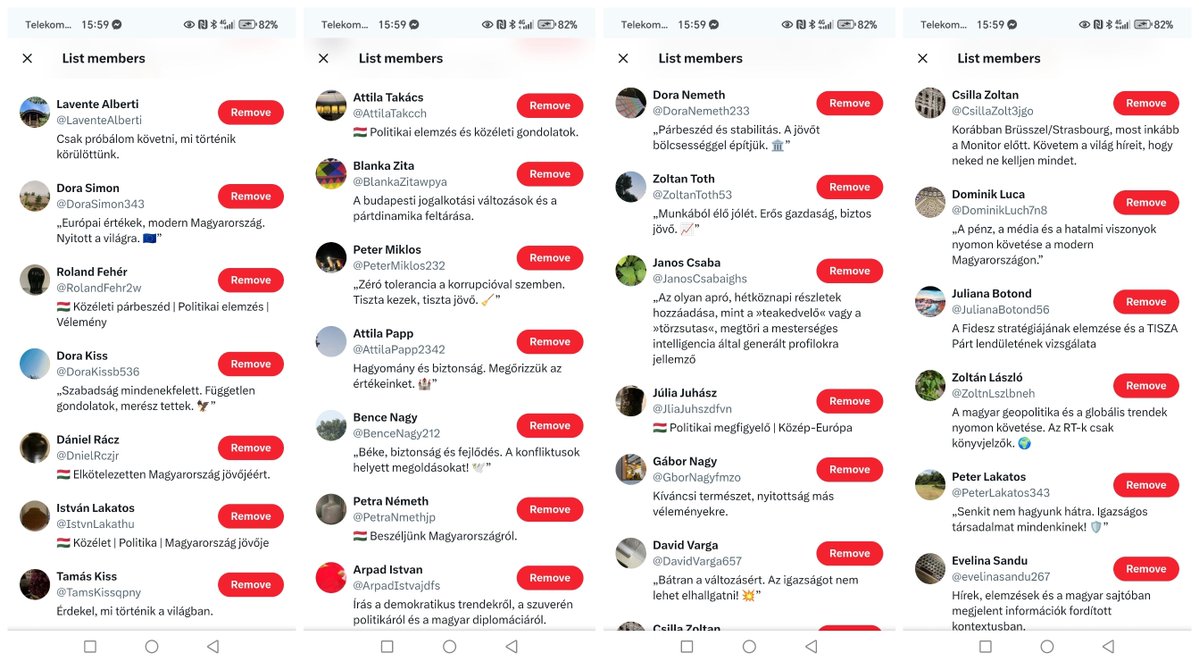 AndreaGerak's tweet photo. ⚠️ 🇭🇺 "Magyar" AI botok, kamuprofilok:
👉 https://t.co/H1Ba5Nqce7

Főleg Ázsiából, Afrikából... 🤡 

Tiltsátok, jelentsétek őket 😆 

Engem pedig hívjatok meg egy kávéra, hogy ezt összeszedtem nektek, ne kelljen velük vitatkoznotok. Süti is jó, köszi!! ☺️ ☕🍰 (link a profilomon) https://t.co/blXOldDHcU