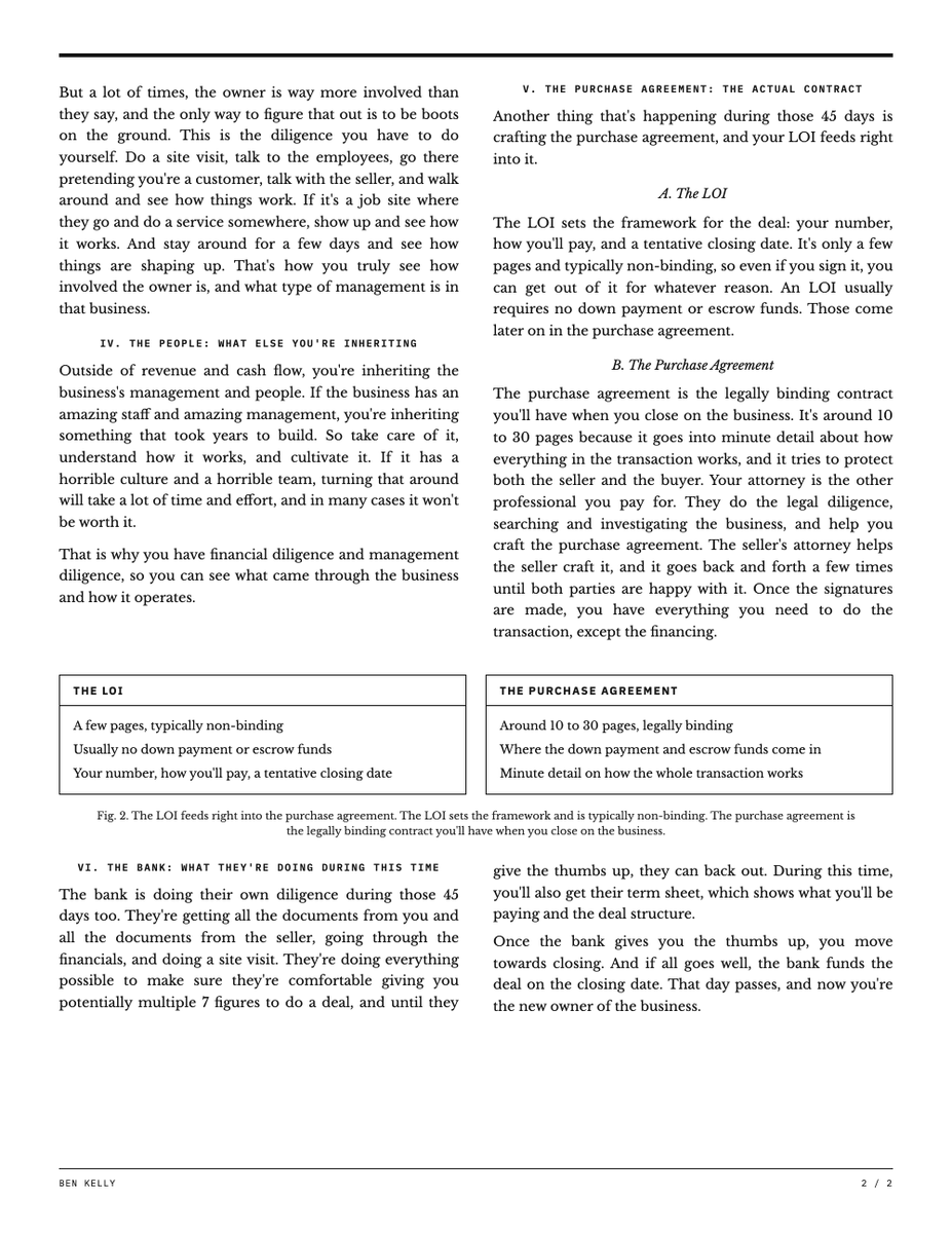 benkellyone's tweet photo. This is gold.

The numbers a seller shows you can be fluffed around to say whatever they want.

This doc shows you how to go through all the fluff and get to the brass tacks of the numbers in their bank account.

You do that by paying a CPA with M&A experience to reconstruct the P&L from the actual numbers in the bank statements.

And the doc covers what comes after that, up until the day you're the new owner of the business.

So read it now, then check out the full breakdown in the article below. https://t.co/6V09NzEQLo