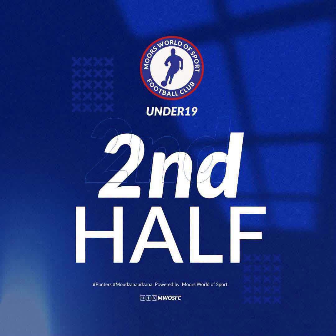 MwosFC's tweet photo. MWOS FC U19 0️⃣ - 0️⃣ CRANBORNE BULLETS FC

46’ SECOND HALF! ⚽

Back underway at MWOS Ngoni Stadium. Let’s find that breakthrough! 🔵⚪

#Punters #Moudzanaudzana https://t.co/bILx1MDeI2
