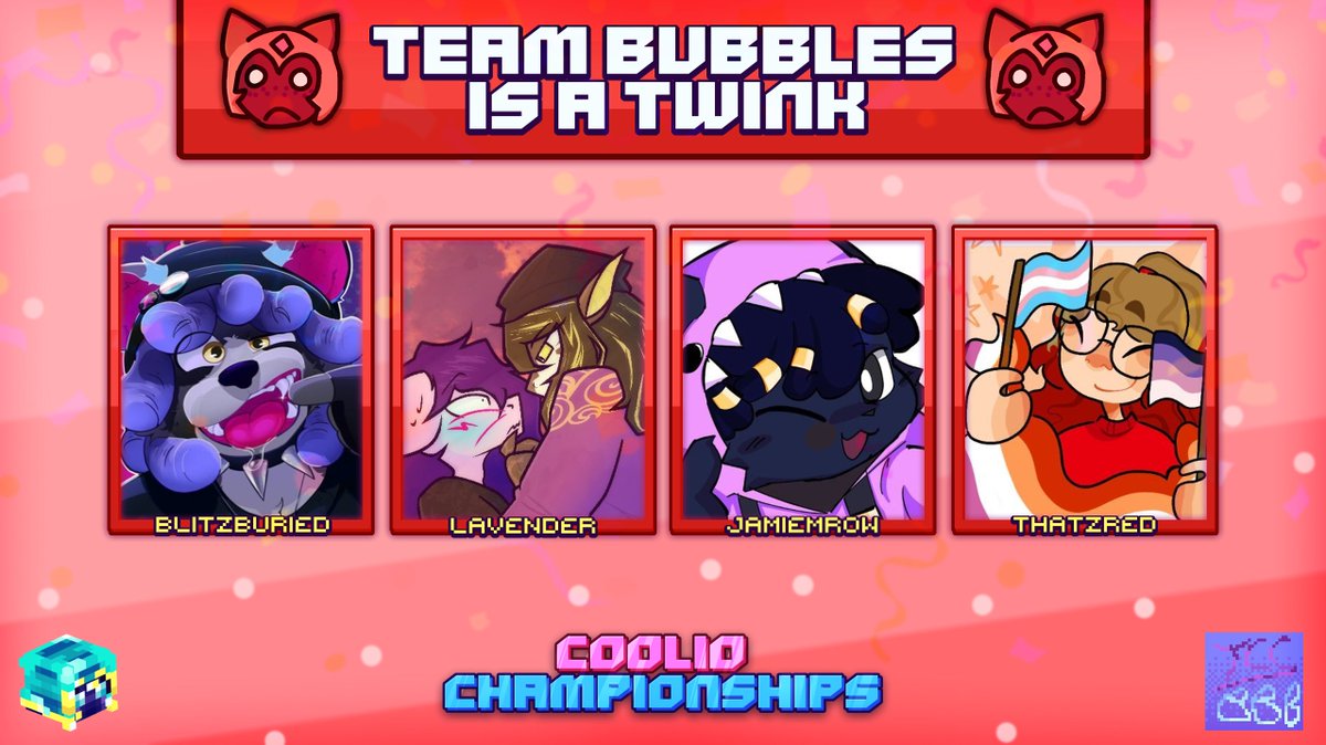 BubbletheFriend's tweet photo. 🫧Announcing team Bubblesisatwink🫧

@blitzburied - @LaviAndHachi - @jamiemrow - @ThatzRed 

Watch them make my life a living hell with this name in TCC Bubbles Birthday Bonanza on October 4th, 2026 at 3PM EST! 🫧🫧🫧 https://t.co/2Mn54ljktW