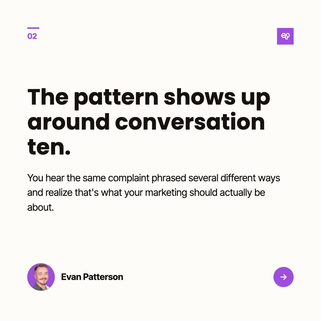 evanmpatterson's tweet photo. Strategy has a PR problem: it looks like chatting.

The needle takes longer to find, but once you find it you need a lot less thread. I'd rather spend three weeks talking to people and ship four things that land than ship forty someone has to explain away in the board meeting. https://t.co/Nu4TIZKWYQ