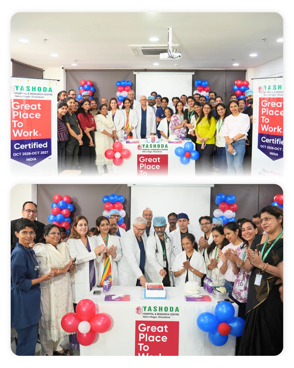 YashodaHealth's tweet photo. A Workplace Built by People. A Recognition Earned Together. 🏆 ❤️
We are incredibly proud to share that Yashoda Hospital, Nehru Nagar, Ghaziabad has been recognised amongst the #TopBestWorkplaces™️ 2026, by @GPTW_India . ✨
#GreatPlaceToWork #GPTW2026 #TeamYashoda https://t.co/bcOmrbN5bN