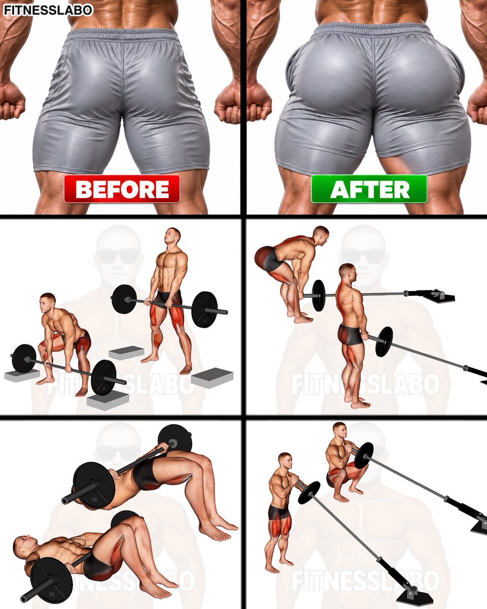 fitnesslaboX's tweet photo. ✅ Build Bigger, Rounder Glutes With These 4 Moves
① Barbell Sumo Deadlift
② Landmine Romanian Deadlift
③ Barbell Hip Thrust
④ Landmine Squat
3 sets × 8–12 reps
#Glutes #GluteWorkout #LegDay #MuscleGrowth #FITNESSLABO https://t.co/8p4HhNM45y