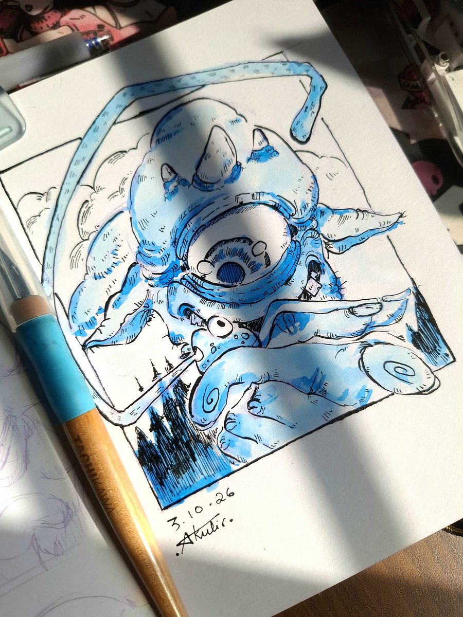 Akulire's tweet photo. Day 3 miniature 
#inktober #inktober2026 https://t.co/Av41PFaLpY