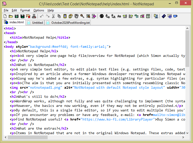 LibraryPlayer's tweet photo. New product!

For fun I thought I'd set myself a challenge and create a simple text editor, and here's the result - NotNotepad.

Available for free, with a range of tools and options to help you edit text.

Download your copy at: https://t.co/OPOch38pM3 https://t.co/B9iNZIU9W6