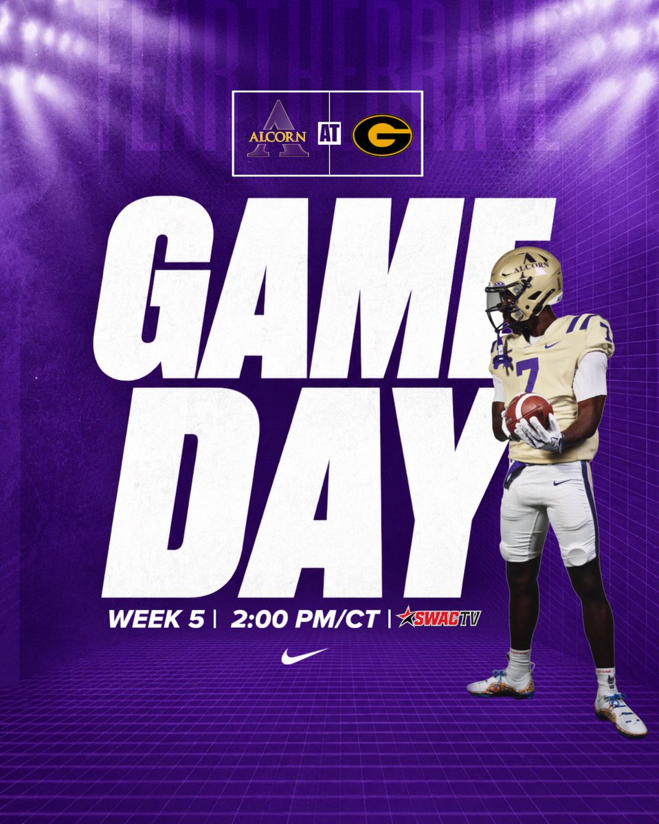 BRAVESSPORTS's tweet photo. IT’S GAMEDAY, BRAVES. 🥳🏈
Grambling. Week 5.
TIME TO HANDLE BUSINESS. 🗣️

#FearTheBrave #Nike #AlwaysAlcorn #BraveFB https://t.co/2MR7VZhHSc