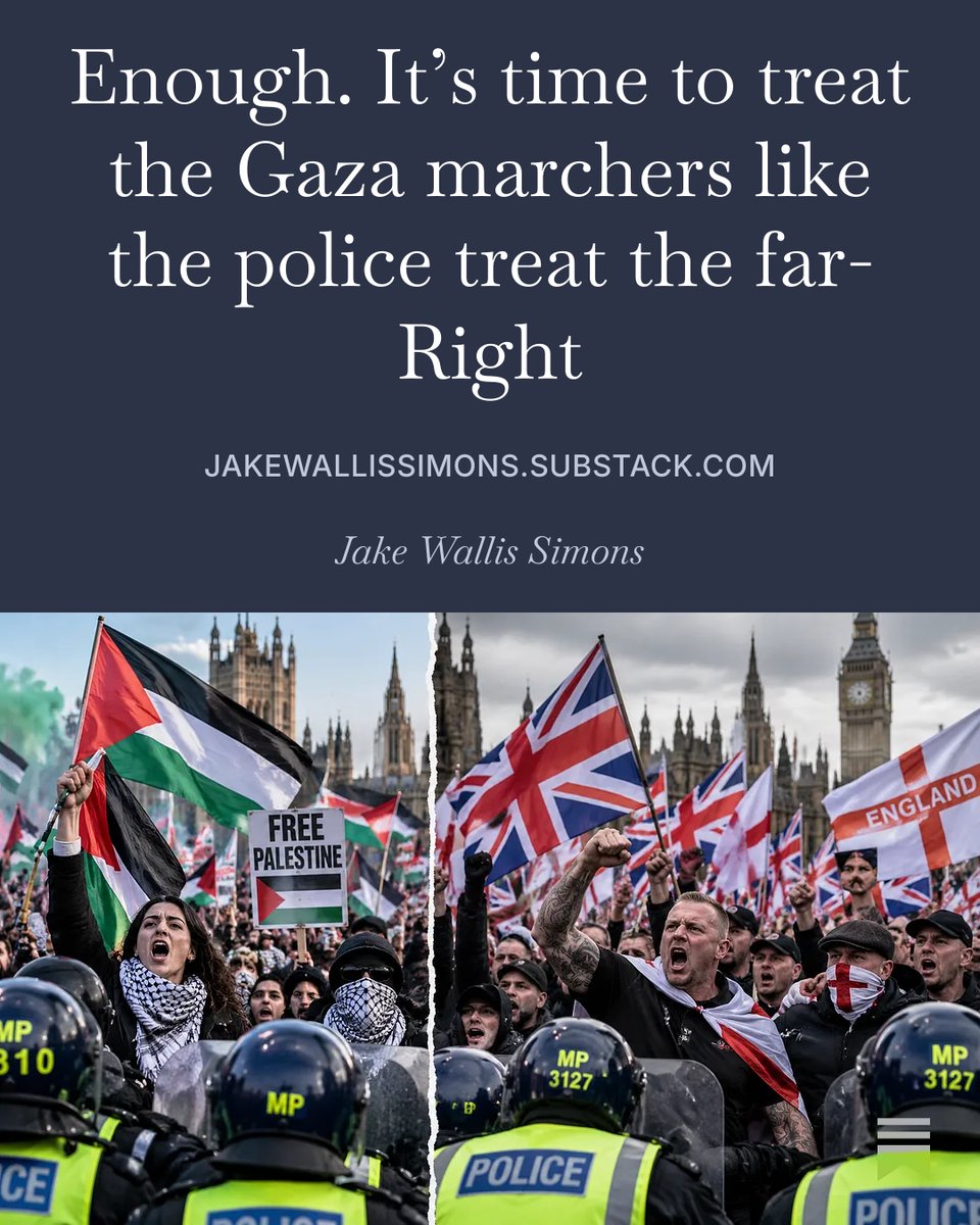 JakeWSimons's tweet photo. There comes a point when tolerance becomes weakness. With the endless Gaza marches that have colonised our cities since October 7, we passed it long ago. But surely even Britain can draw the line at a march on October 7 itself.
That is what some 300 student activists are planning for next Wednesday. On the third anniversary of the Hamas massacre, when Jewish families will be mourning almost 1,200 murdered and 251 dragged into Gaza as hostages, they intend to march from King’s College London to UCL.
Pathetically, the Met has begged them to pick another day. It has even written to the four universities involved. But the organisers, it seems, have proven elusive. “Finding the organisers, frankly, has so far proved difficult,” Deputy Assistant Commissioner James Harman admitted this week. Top policing!
Now imagine the politics reversed. Imagine a few hundred far-Right activists announcing a march through central London on the anniversary of a racist massacre, knowing full well that the victims’ community held the date sacred. Would the authorities really ask them, ever so nicely, to reconsider?
Here’s what needs to be done...
New post. Link in first reply