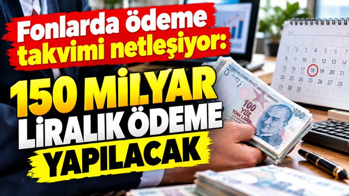 KHaluk22002's tweet photo. Fonlarda ödeme takvimi netleşiyor: 150 milyar liralık ödeme yapılacak https://t.co/PNCOvcyIeC https://t.co/CTQl3el7De