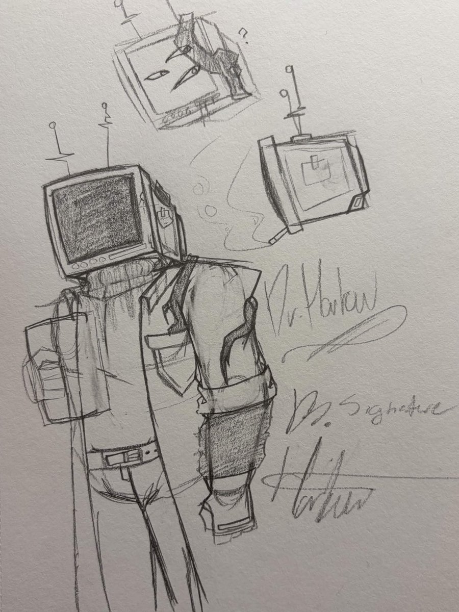fl3shbytes's tweet photo. been drained and recently made a new tv head oc, meet dr harlow as i gather a stupud clip of cybervirus dancing on vr https://t.co/urEoCv07uH