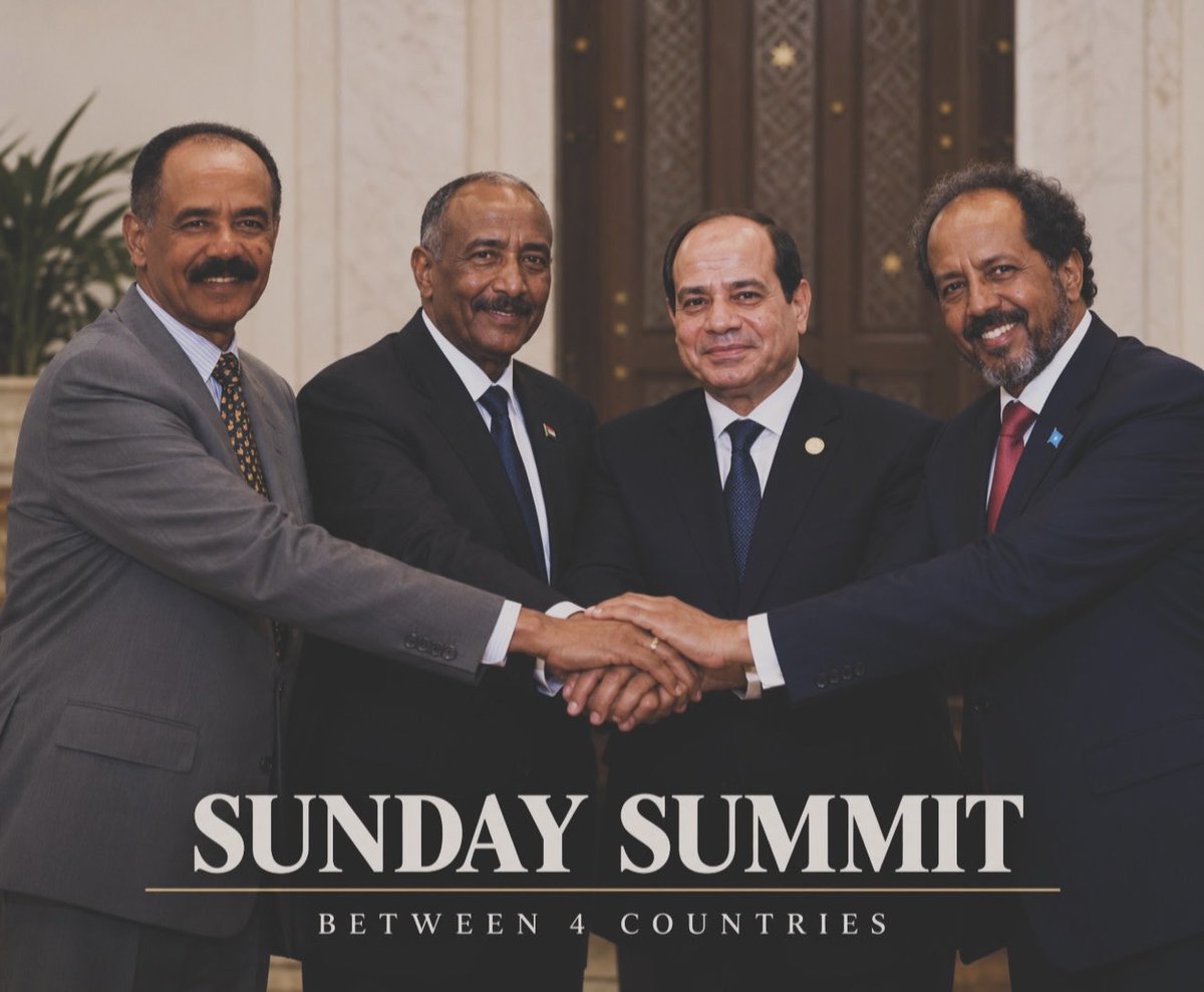 WediBedho's tweet photo. Eritrea, Sudan, Somalia and Egypt are set to hold a quadripartite summit in Egypt on Sunday, where their leaders will discuss regional developments and matters of mutual interest.. https://t.co/m7J9Xdlwe1