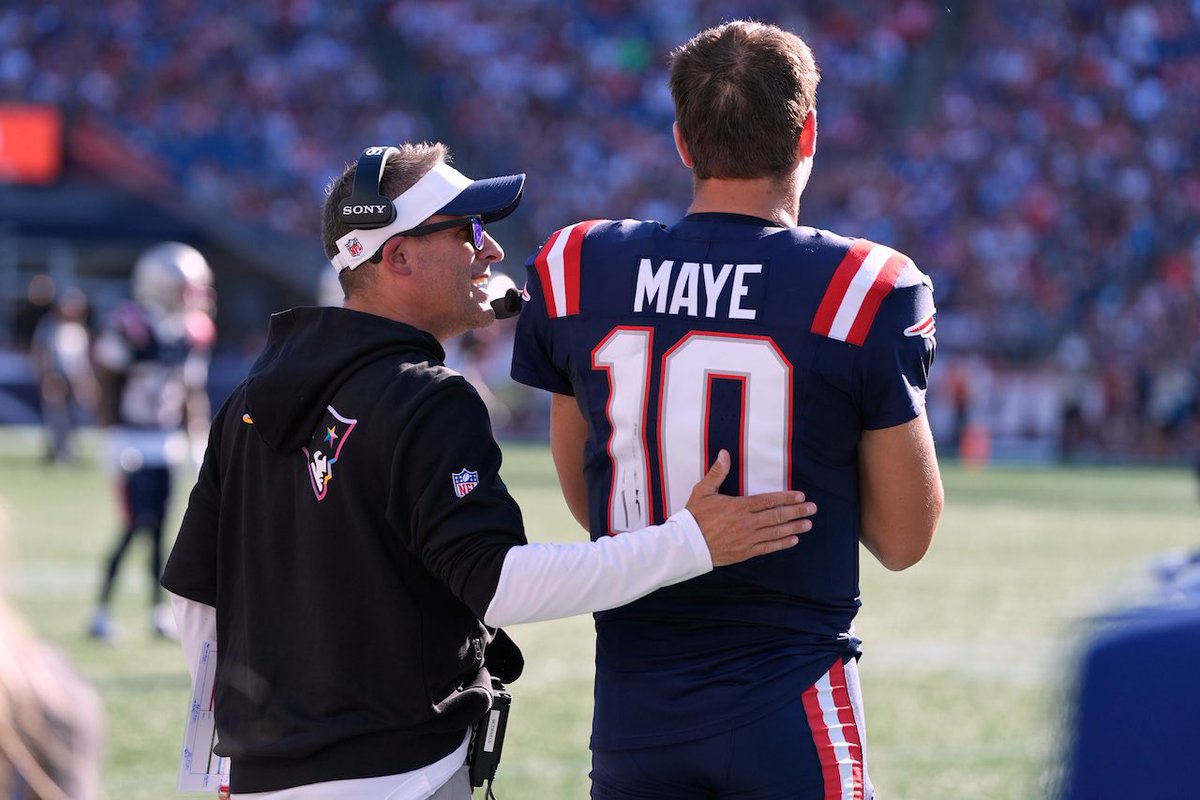 LosTalksPats's tweet photo. An opposing coach who faced the #Patriots this season on New England’s offensive system:

“[Maye’s] got to be better at learning what defenses look like and where his relief’s going to be, but the offensive system doesn’t do him any favors in my opinion.

They only run a certain number of plays and it’s the same plays they’ve been running for a long time. And if your quarterback’s not Tom Brady, who’s going to get you in the perfect call, or someone like Josh Allen who’s [elite at] second-chance plays, that offensive system after a while starts to get real stale.”

(✍️ @mzenitz)