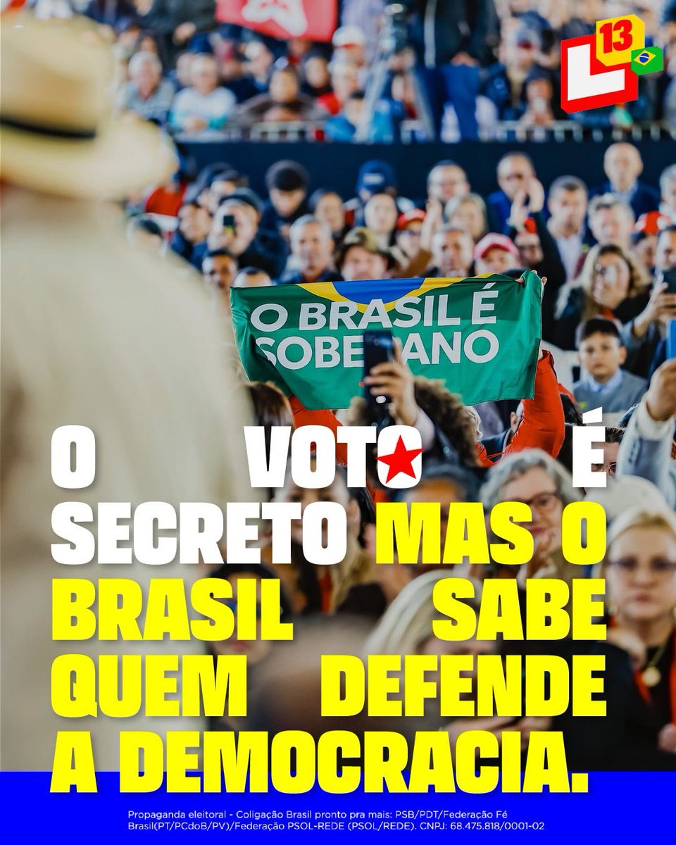 LulaOficial's tweet photo. O voto é secreto. Mas o povo sabe quem esteve ao seu lado e quem realmente cuida do Brasil. 🇧🇷❤️ https://t.co/nKNoiAqUm7